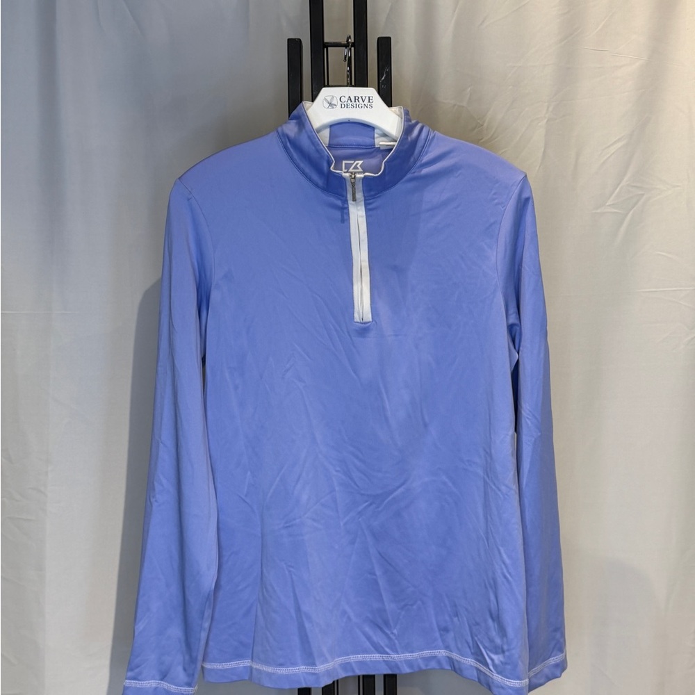 Cutter & Buck Women's Light Blue‎ Quarter-Zip Long Sleeve Tee